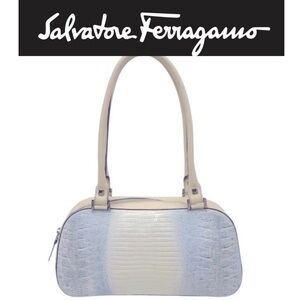 SALVATORE FERRAGAMO Lizard Skin Embossed Shoulder Bag, EUC
